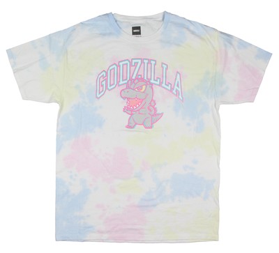 Godzilla Men's Chibi Movie Monster Tie-Dyed Short Sleeve T-Shirt-image