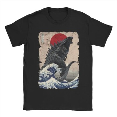 Unique Japanese Godzilla Great Wave T-Shirt-image