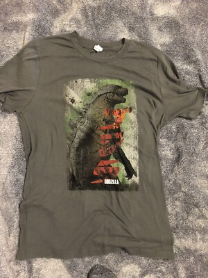 Godzilla Anime T Shirt Size Medium Grey *Nice* Font from 2014 Gidzilla-image