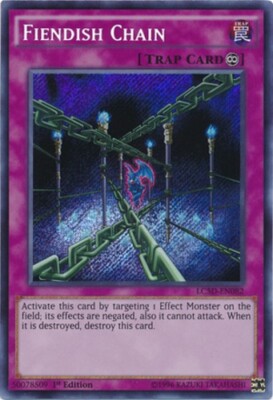 Yugioh! LP Fiendish Chain - LC5D-EN082 - Secret Rare - 1st Edition Lightly Playe-image