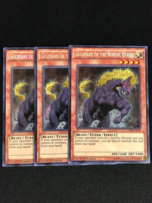 YUGIOH GULDFAXE OF THE NORDIC BEASTS LC5D-EN178 1ST SECRET X3-image