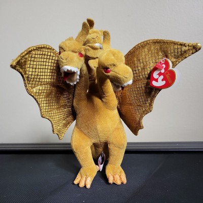 Godzilla King Ghidorah Plush 3 Headed Dragon Gold Ty Japan Classic 2001-image