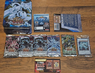 Yu-Gi-Oh 5D's Shooting Star Dragon Collectors Tin. 5 Sealed booster packs!-image