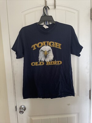 Gildan USA Tough Old Bird Bald Eagle Graphic Print T-Shirt Navy Size L (20)-image