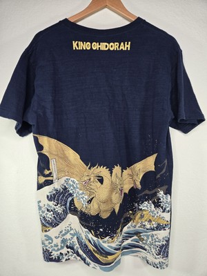 Men’s L KING  GHIDORAH GODZILLA Toho Tshirt Black Japan Exclusive US Seller Blue-image