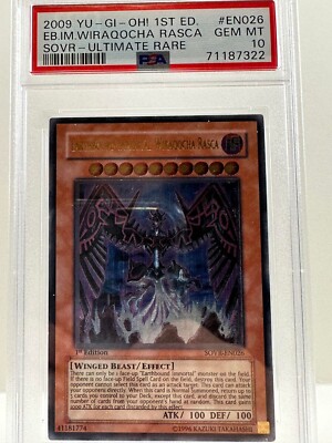 Yugioh TCG 2009 Earthbound Immortal Wiraqocha Rasca EN026 (ULTI) Rare Psa 10 GEM-image