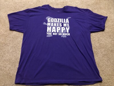 Godzilla Makes Me Happy Purple T-shirt Hanes 2XL-image