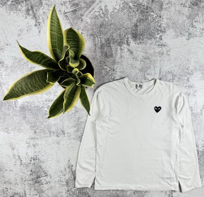 Play Comme Des Garcons CDG White Cotton Japanese Jersey Longsleeve T Shirt Tee-image