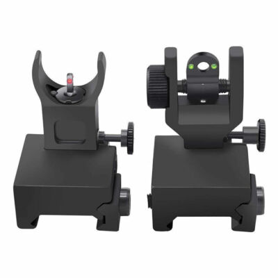 Tactical Polymer Fiber Optics Iron Sights Flip-up Front and Rear Sights Black-image