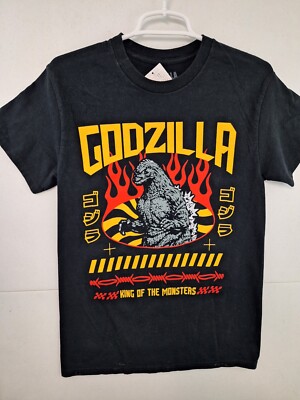 Godzilla Fire Caution Tee Adult Small Black NWT $29.90-image