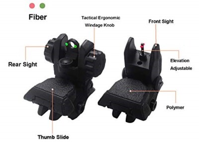 Polymer Fiber Tactical Optics Iron Sights Flip-up Front and Rear Sights -image
