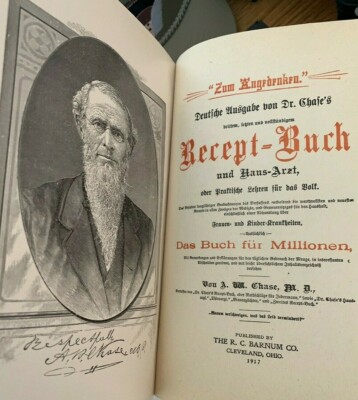 ANTIQUE Dr.  A.  W.  Chase’s Recipes COOK BOOK GERMAN 1917 HUSBANDRY ANIMAL Care-image