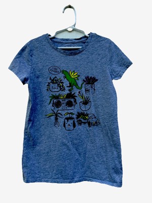 Cat And Jack Kids T Shirt Graffic Size M (7-8) Gray Dinosaur -image