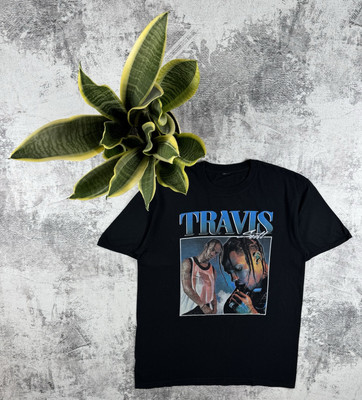 Travis Scott 00S Solid Rock Band Tour Rap Hip Hop Y2K USA Faded T Shirt Tee-image