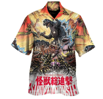 Godzilla Movie Hawaiian Shirt, Godzilla Beach Shirt, Gift For Summmer S-5XL-image