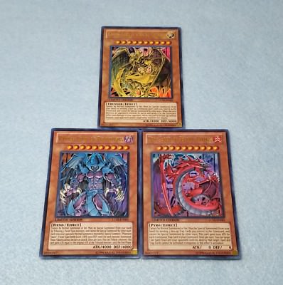 Yugioh GX Sacred Beast Egyptian God Cards Raviel Uria Hamon Ultra Rare Played-image