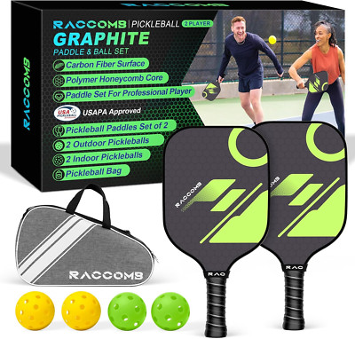 Carbon Fiber Pickleball Paddles - Graphite Pickleball Paddles Set of 2, Polymer -image