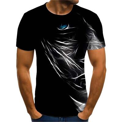 3D Cartoon Print Short Sleeve T-Shirt for Men - Casual Polyester Fiber Tee, Styl-image