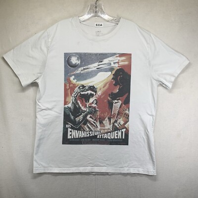 Destroy All Monsters T Shirt Large Movie Theme T Rex Giant Gorilla Space Ship-image