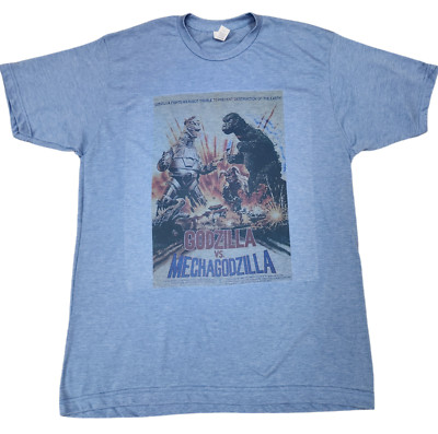 Men's T Shirt Vintage blue color Godzilla movie Poster T-Shirt-image