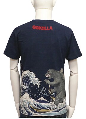 Godzilla T-shirt Ukiyoe Japanese Traditional Print-image