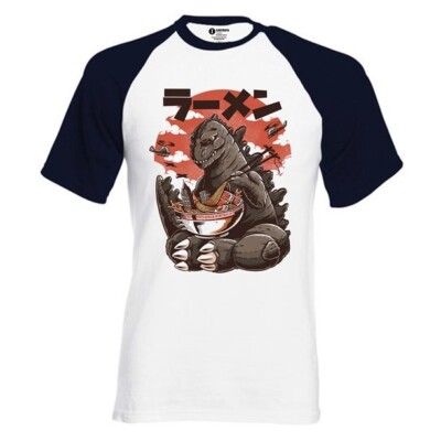 Ilustrata T-Shirt Kaijus Ramen Official Black/White Short Sleeve Tee T-Shirt-image