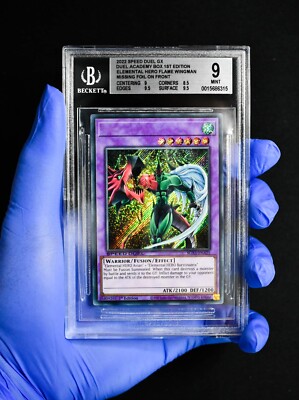 Yugioh ELEMENTAL HERO FLAME WINGMAN No-Name No-Imprint misprint error MINT BGS 9-image