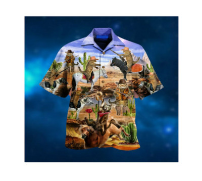 MEOWDY COWBOY WESTERN CAT UNISEX 3D HAWAIIAN SHIRT Summer Short Sleeve S-5XL-image