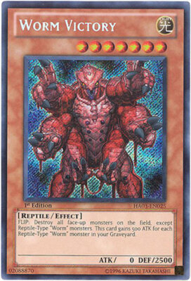 Yu-Gi-Oh Card - HA03-EN025 - WORM VICTORY (secret rare holo) - NM-image