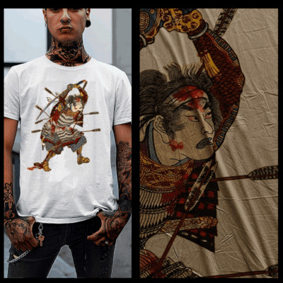 Samurai T-Shirt warrior with sword Bushido Code Japanese katana Ronin bloodshed-image