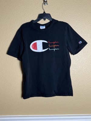 Champion T-Shirt Embroidered Spellout Big C Black  Size Medium-image