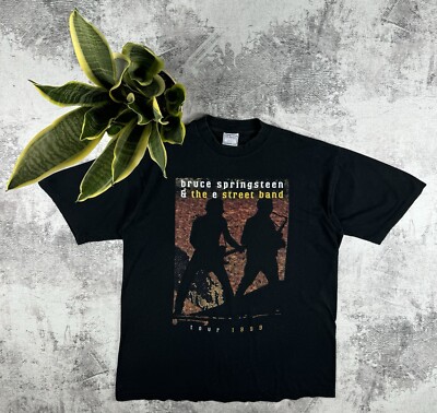 Vintage 90S Bruce Springsteen Band Tour 1999 Black Merch Faded Rock T Shirt Tee-image
