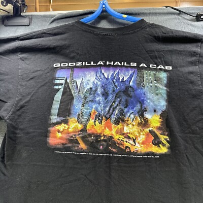 GODZILLA HAILS A CAB VINTAGE SHIRT XL ROYAL AVALON SIZE DOES MATTER TACO BELL 98-image
