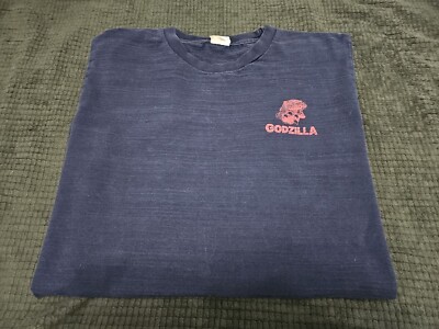 Godzilla Japanese Wave Toho Streetwear Double Sided Y2K Blue TShirt SZ M-image