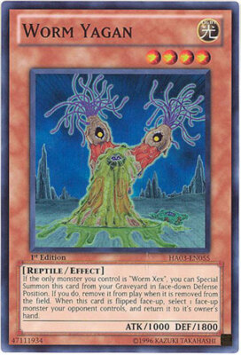 3 x Yu-Gi-Oh Card - HA03-EN055 - WORM YAGAN (super rare holo) - NM-image