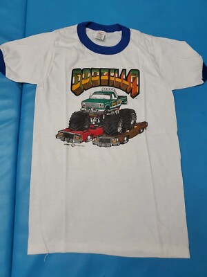Vintage Stedman Godzilla Monster Truck T-Shirt Size Small 80s Single Stitch -image
