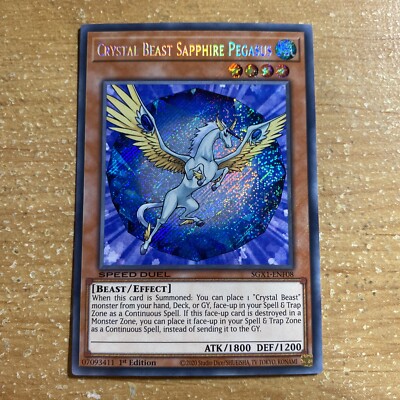 🔥Yugioh CRYSTAL BEAST SAPPHIRE PEGASUS SECRET RARE SGX1-ENF08 SPEED DUEL GX NM-image
