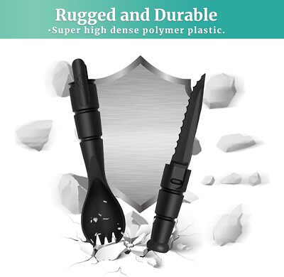 TinSpork Tactical Spork, Tactical Spork Knife Combo, Tactical Utensil, Black-image