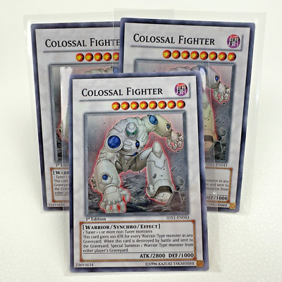 3x Yugioh Colossal Fighter 5DS1-EN043 1st Edition Super Rare Holo - LP-image