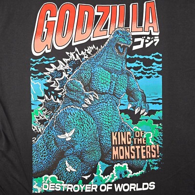GODZILLA SHIRT ADULT 2XL XXL MENS BLACK Casual MOVIE FILM MONSTER TOHO NWT-image