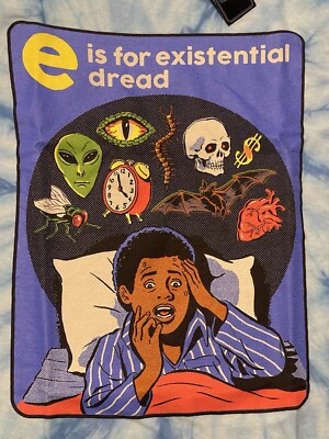 Steven Rhodes T-Shirt E Is For Existential Dread Blue Short Sleeve Size Small-image