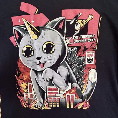 CATZILLA TERRIBLE UNICORN CAT Graphic Godzilla Kaiju Monster M Threadless Shirt-image