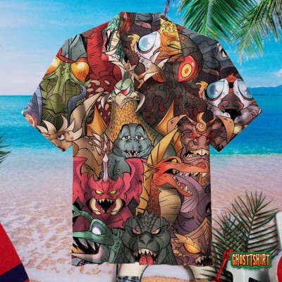 Godzilla Hawaiian Button Down Shirt Unisex Adults S-5XL-image