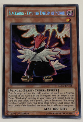 YuGiOh Blackwing - Vayu the Emblem of Honor - LC5D-EN118 FOIL 1st Edition-image