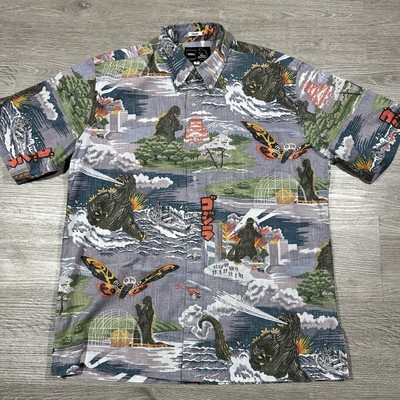 Reyn Spooner Godzilla & Mothra Nippon Hawaiian Aloha Shirt Mens Medium RARE-image