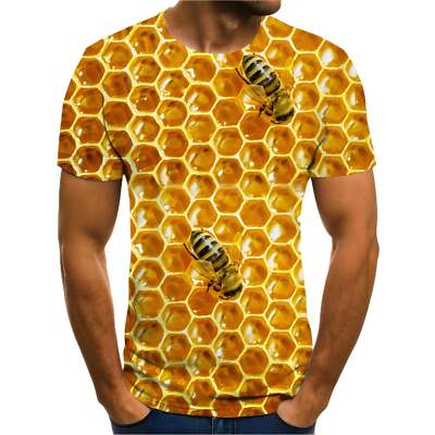 Vibrant Honey 3D Digital Print Short Sleeve T-Shirt for Men and Women - Lightwei-image