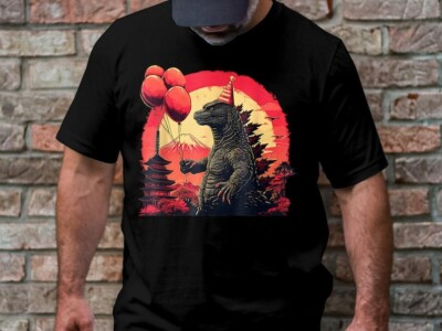 Godzilla Birthday T-Shirt, Kaiju Monster Tee, Japanese Art Graphic Shirt, Funny-image