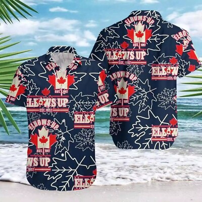 Elbows Up Est 1867 Canadian Pride True North Strong And Free Hawaiian Shirt -image