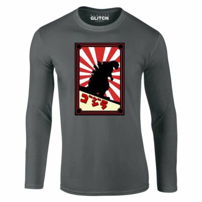 Japanese Monster Men's Long Sleeve T-shirt Godzilla Inspired Japan Movie-image