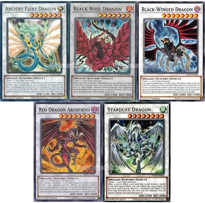 Yugioh Signer Dragons Set - Stardust Black Rose Ancient Fairy Red Archfiend 5Ds-image